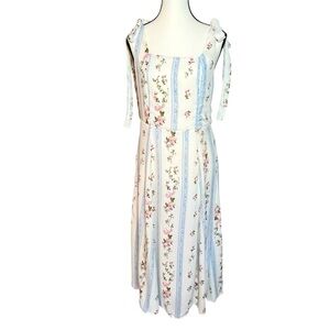 NWT Reformation Rosie Posie Floral Midi Dress Tie Straps Size Large Cottagecore